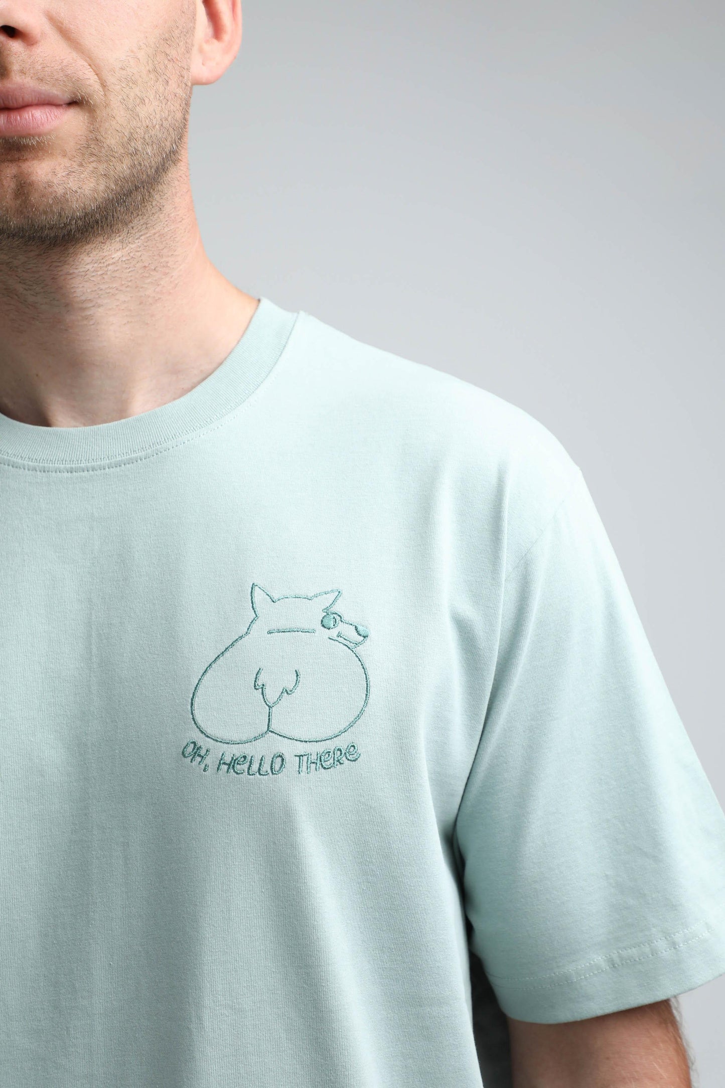 XL available only | Oh, hello there! | Heavyweight T-Shirt with embroidered dog. Oversized | Unisex | animalistus