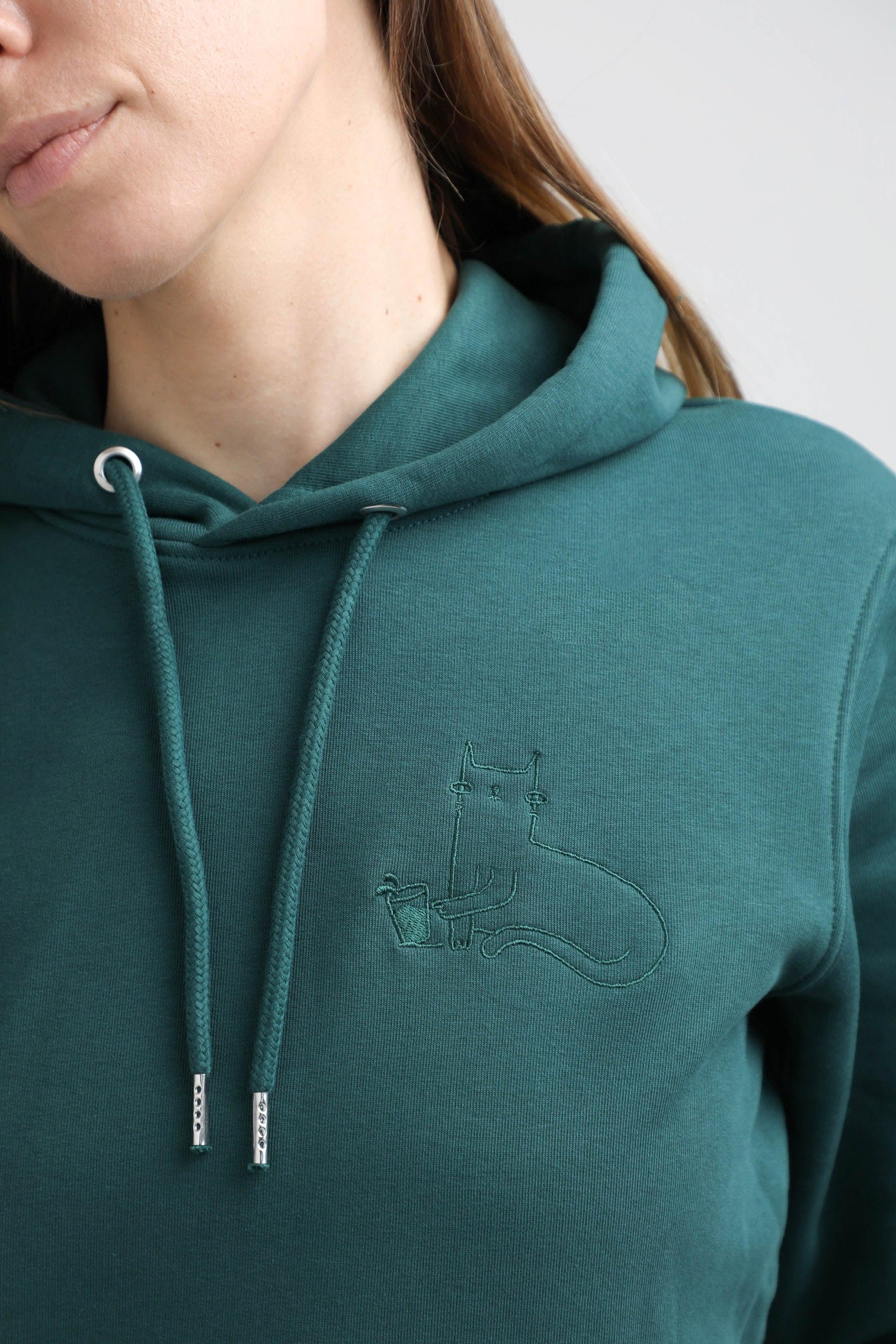 S available only | Cat | Hoodie with embroidered cat. Regular fit | Unisex - premium dog goods handmade in Europe by animalistus