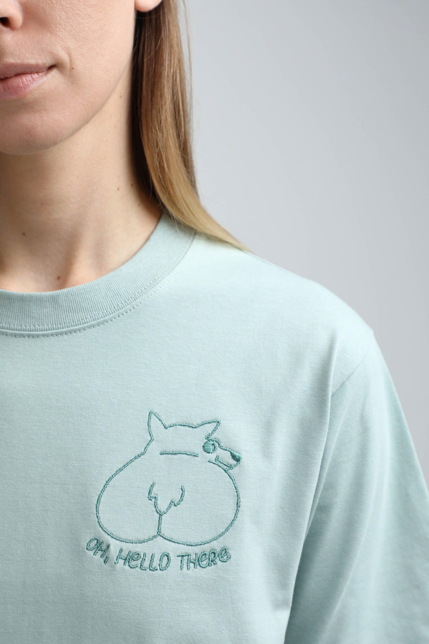 XL available only | Oh, hello there! | Heavyweight T-Shirt with embroidered dog. Oversized | Unisex | animalistus