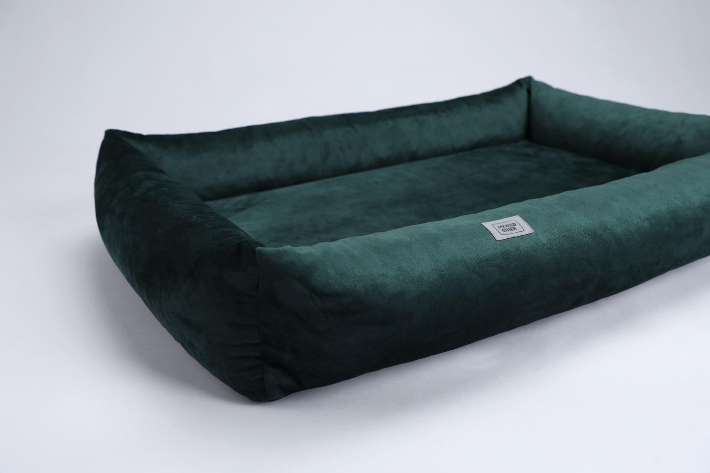 2-sided dog bed with sides. EMERALD GREEN - premium dog goods handmade in Europe by My Wild Other