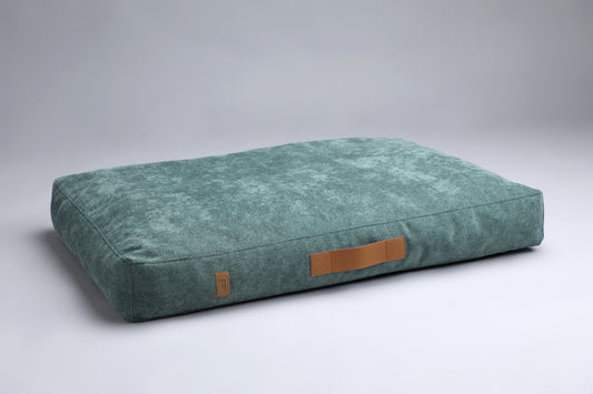 Scandinavian design dog bed | 2-sided | JUNGLE GREEN - premium dog goods handmade in Europe by animalistus