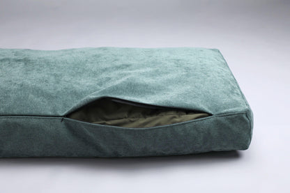 Scandinavian design dog bed | 2-sided | JUNGLE GREEN - premium dog goods handmade in Europe by animalistus