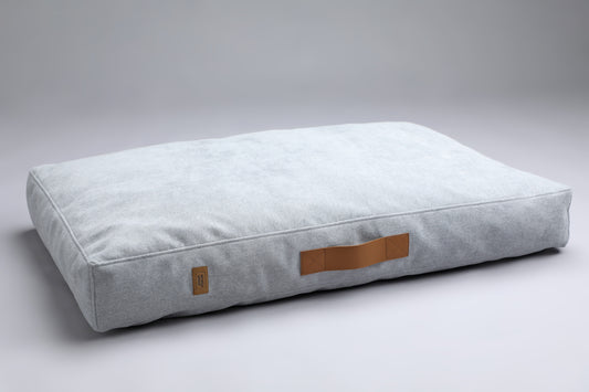 Scandinavian design dog bed | 2-sided | FOG GREY - premium dog goods handmade in Europe by animalistus