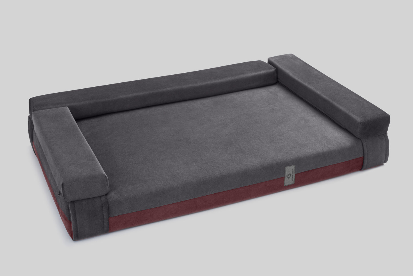 Transformer dog bed | ComfySupport+ | 2-sided | WINE RED+STEEL GREY | animalistus