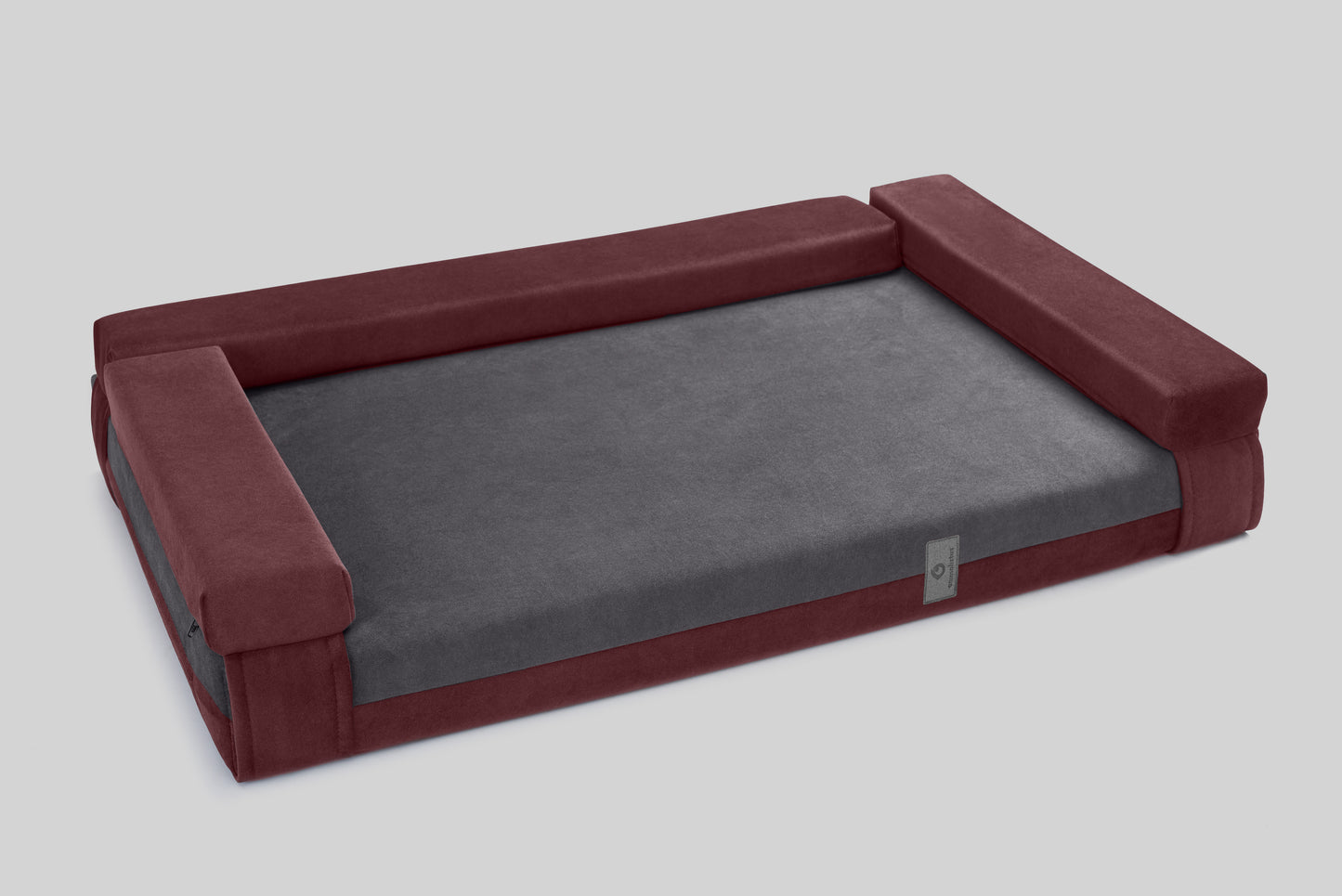 Transformer dog bed | ComfySupport+ | 2-sided | WINE RED+STEEL GREY | animalistus