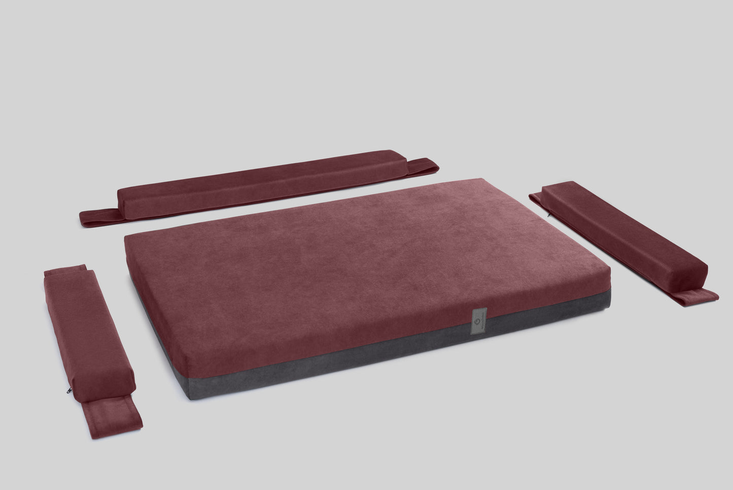 Transformer dog bed | ComfySupport+ | 2-sided | WINE RED+STEEL GREY | animalistus