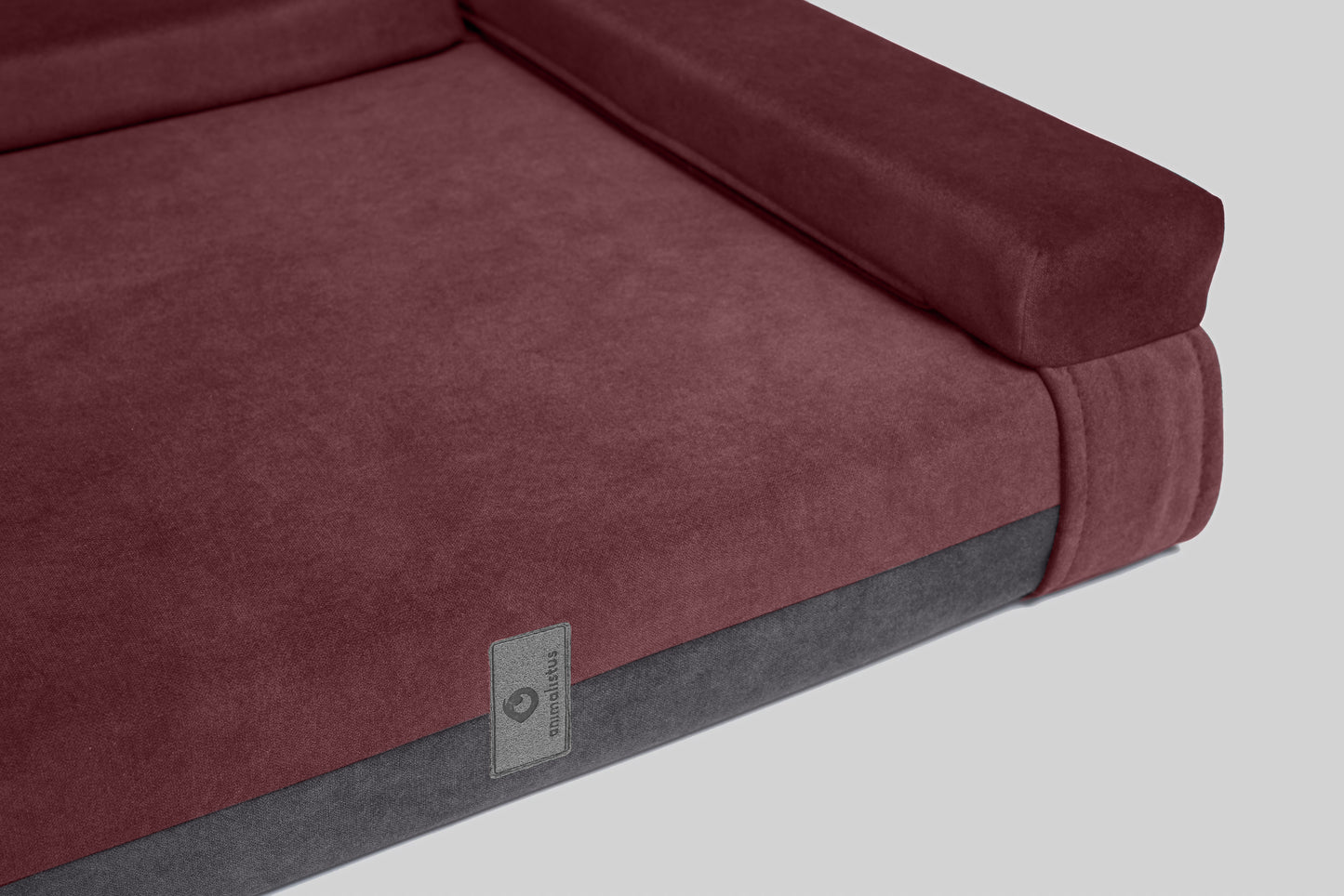 Transformer dog bed | ComfySupport+ | 2-sided | WINE RED+STEEL GREY | animalistus