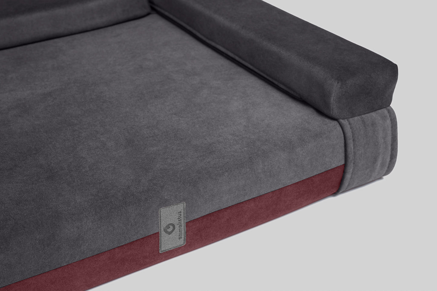 Transformer dog bed | ComfySupport+ | 2-sided | WINE RED+STEEL GREY | animalistus