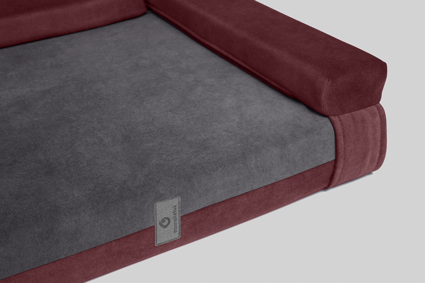 Transformer dog bed | ComfySupport+ | 2-sided | WINE RED+STEEL GREY | animalistus