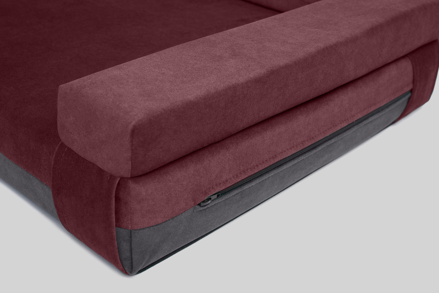 Transformer dog bed | ComfySupport+ | 2-sided | WINE RED+STEEL GREY | animalistus