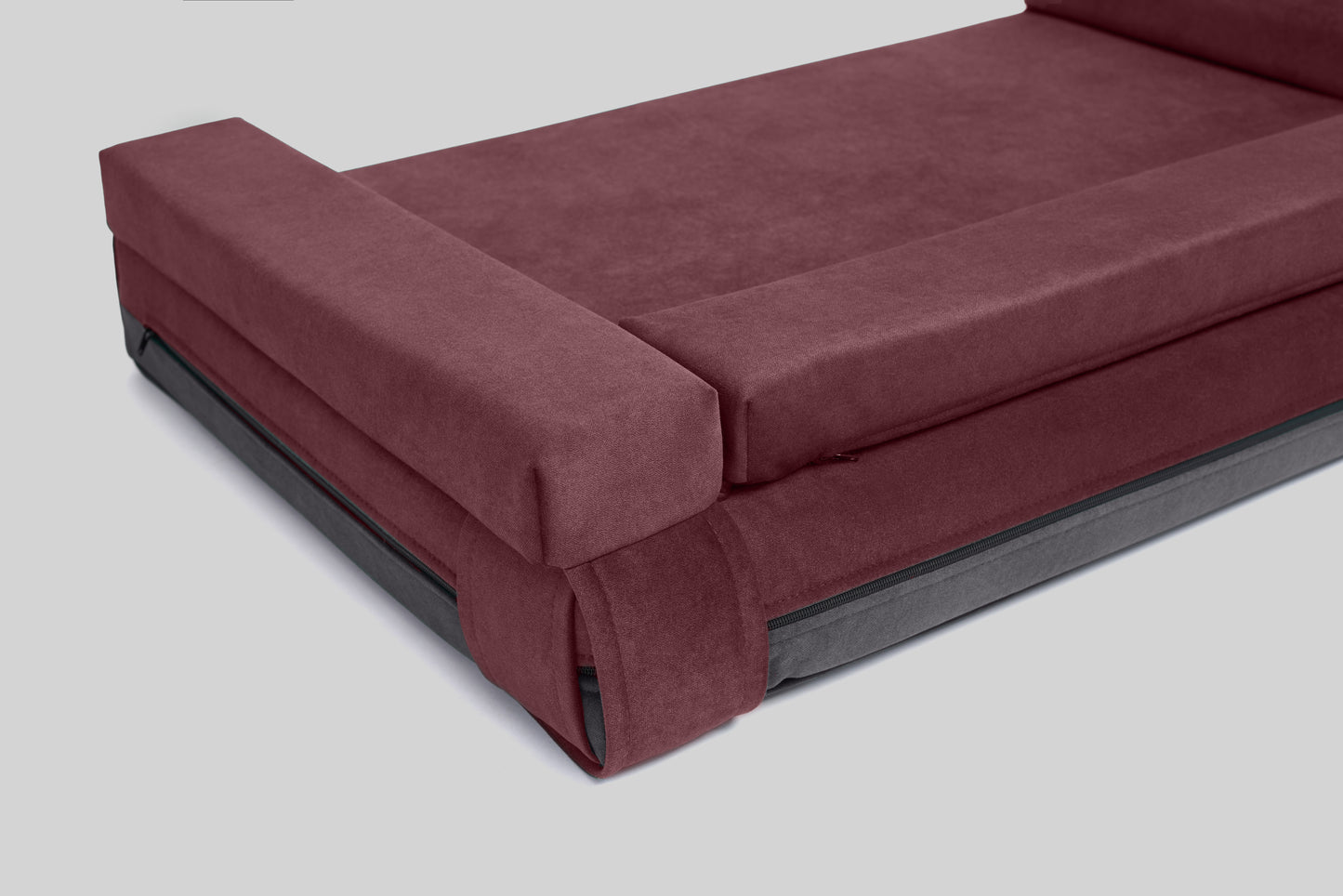 Transformer dog bed | ComfySupport+ | 2-sided | WINE RED+STEEL GREY | animalistus