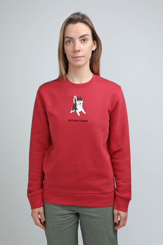Chaos dog | Crew neck sweatshirt with dog. Regular fit | Unisex - premium dog goods handmade in Europe by animalistus