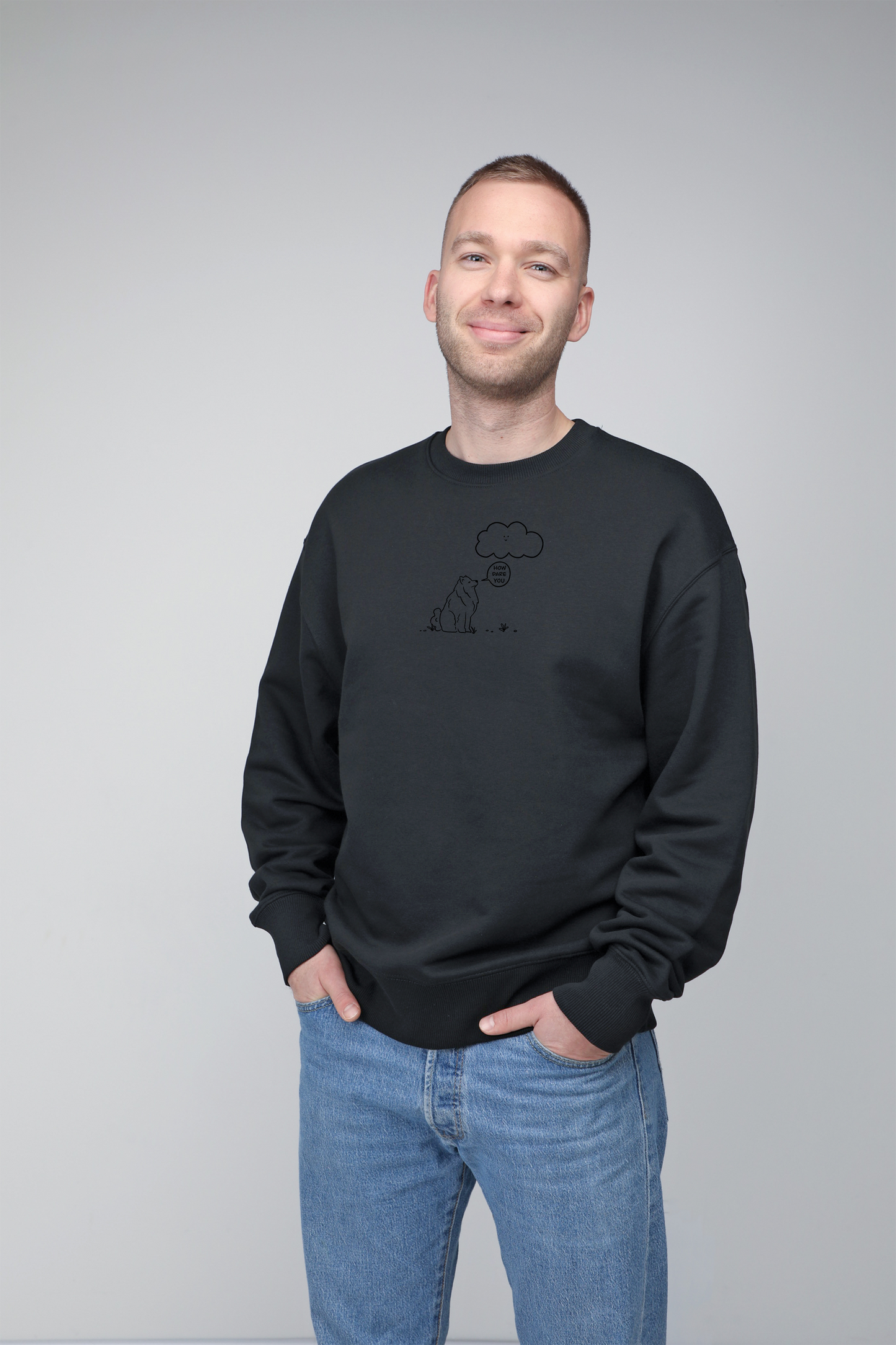 Cloud dog | Crew neck sweatshirt with dog. Oversize fit | Unisex | animalistus