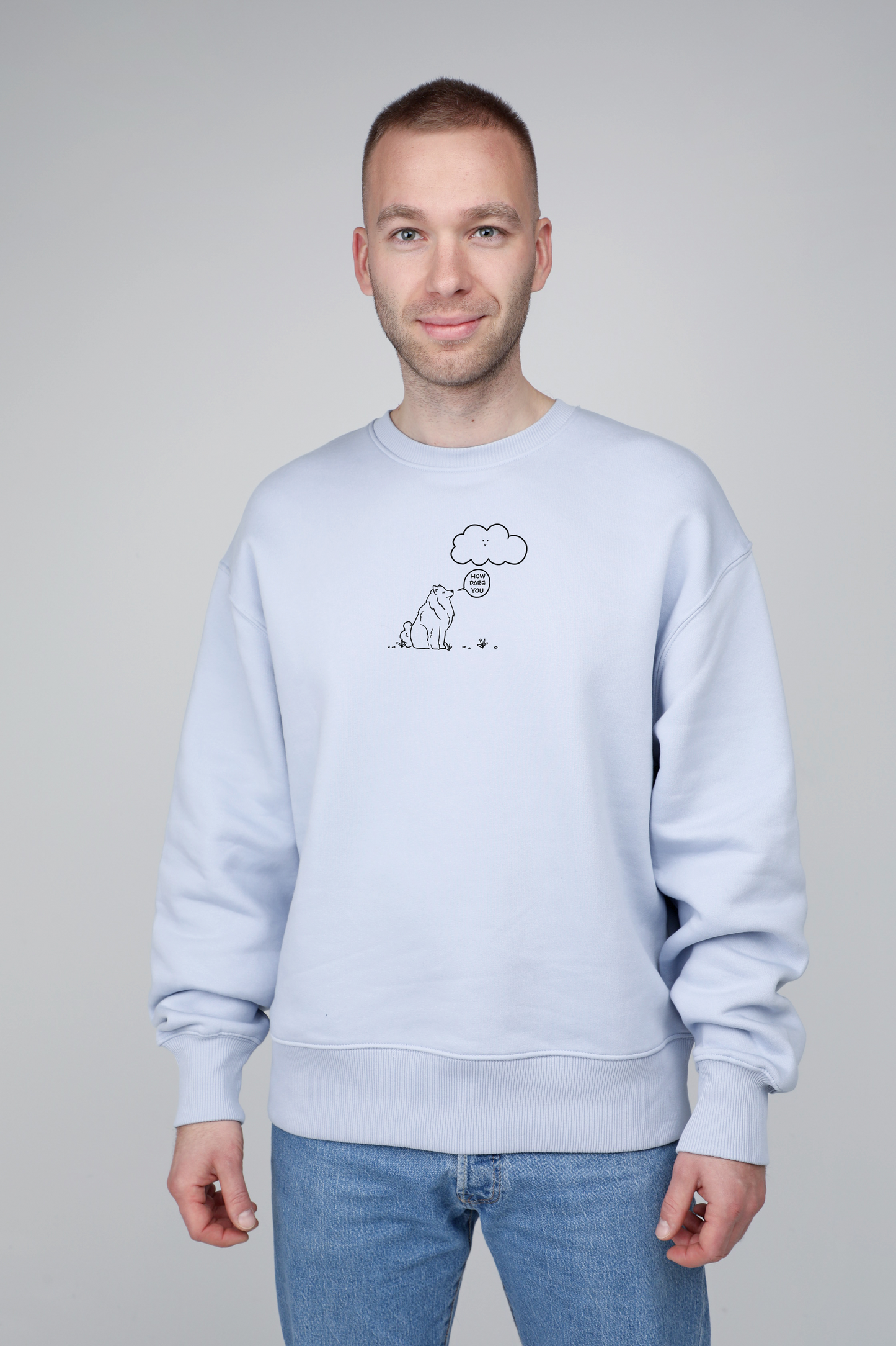 Cloud dog | Crew neck sweatshirt with dog. Oversize fit | Unisex - premium dog goods handmade in Europe by animalistus