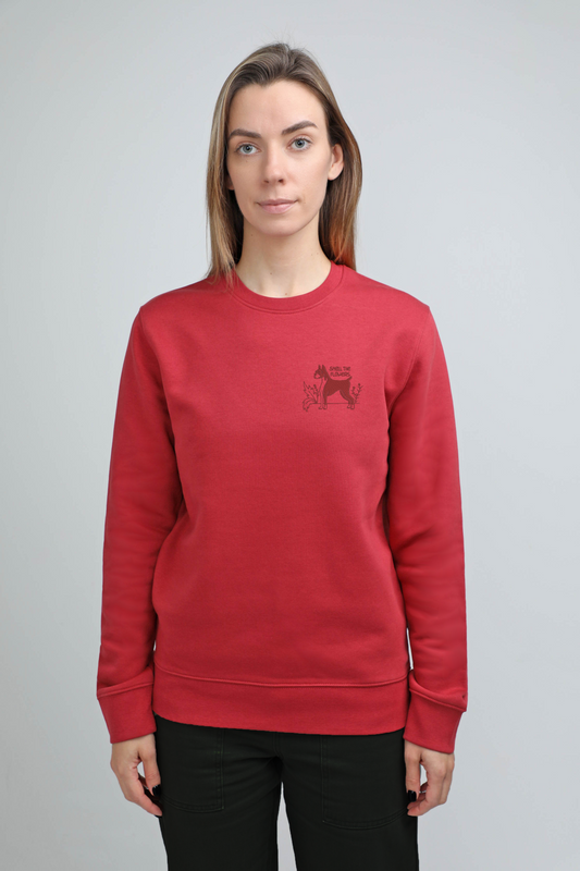 XL available only | Smell the flowers | Crew neck sweatshirt with embroidered dog. Regular fit | Unisex - premium dog goods handmade in Europe by animalistus