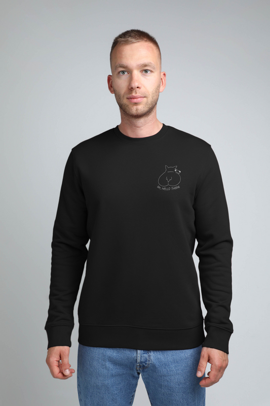 Oh, hello there! | Crew neck sweatshirt with embroidered dog. Regular fit | Unisex - premium dog goods handmade in Europe by animalistus