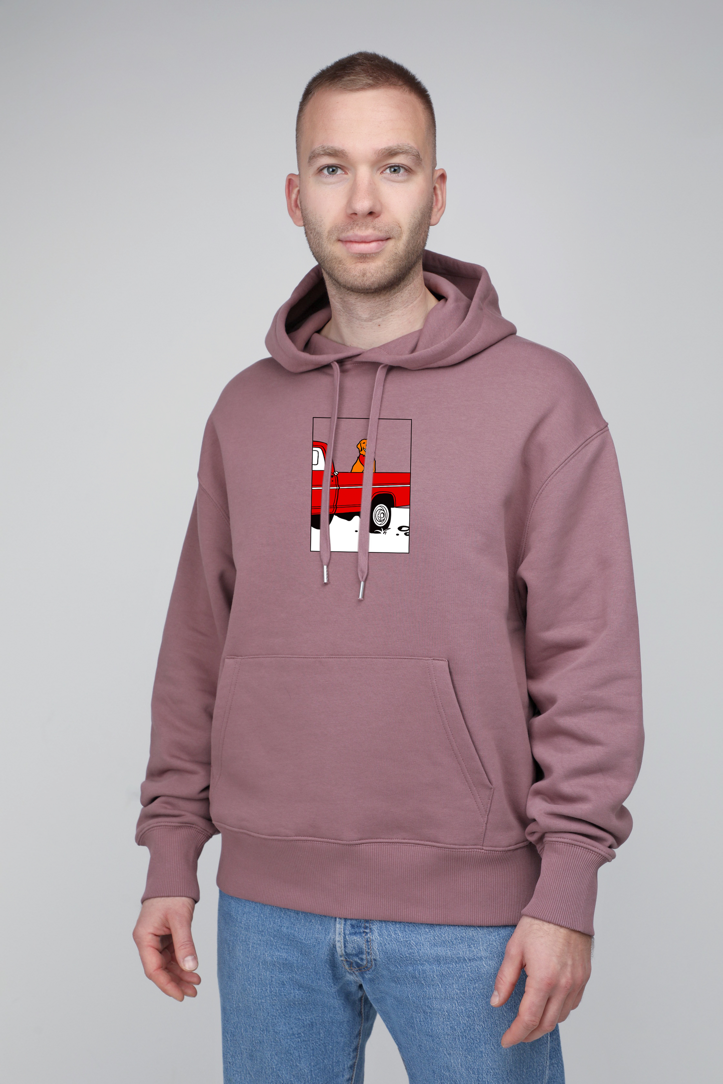 Pickup truck dog | Hoodie with dog. Oversize fit | Unisex | animalistus