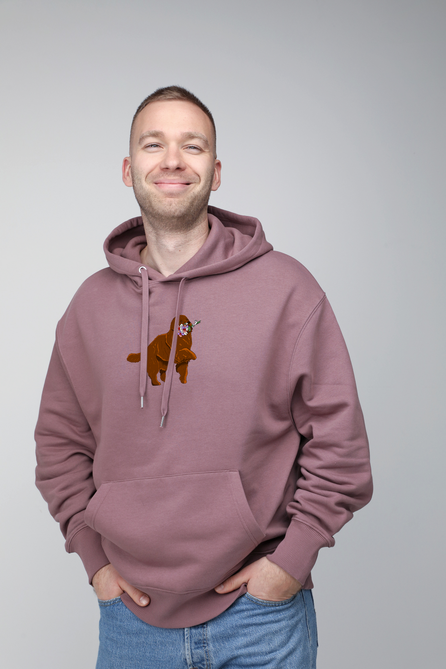 Giant dog with flowers | Hoodie with dog. Oversize fit | Unisex | animalistus