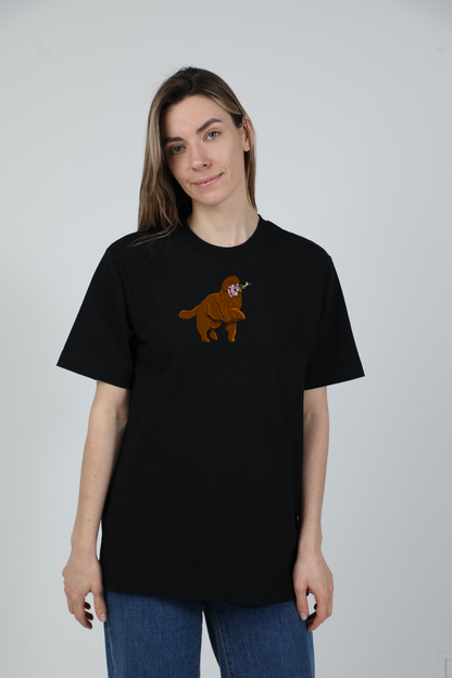 Giant dog with flowers | Heavyweight T-Shirt with dog. Oversized | Unisex