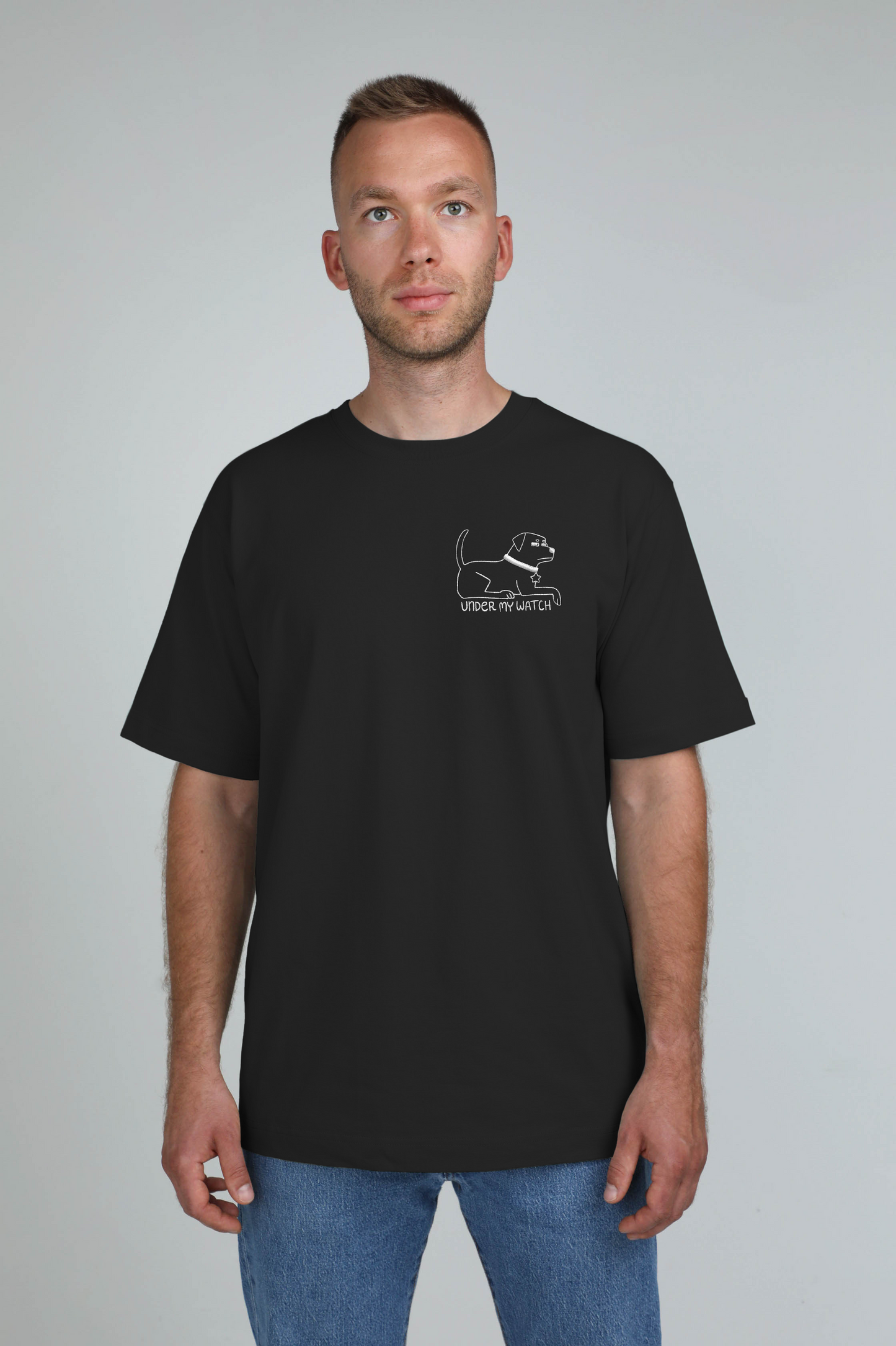 Under my watch | Heavyweight T-Shirt with embroidered dog. Oversized | Unisex | animalistus