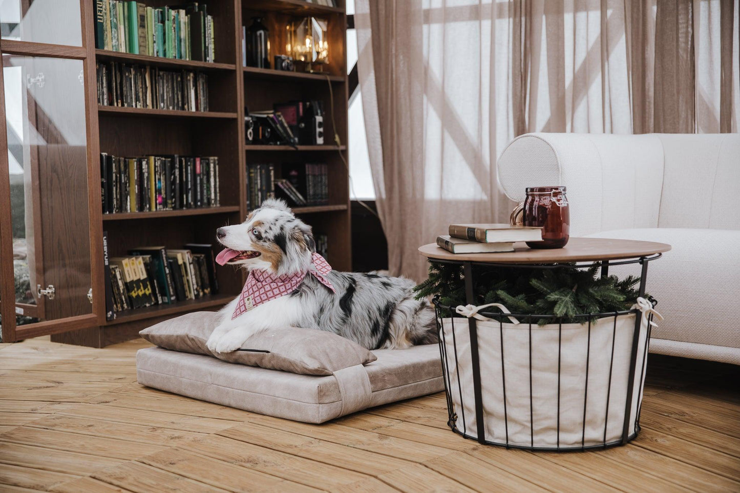 2-sided extra large & supportive dog bed. BEIGE - premium dog goods handmade in Europe by My Wild Other