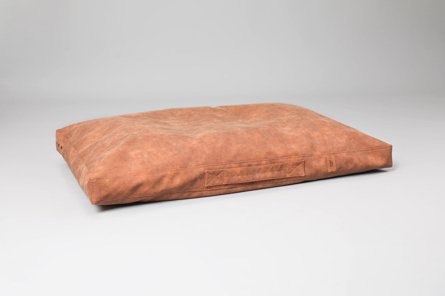 2-sided leather dog cushion bed. TAWNY BROWN - premium dog goods handmade in Europe by My Wild Other