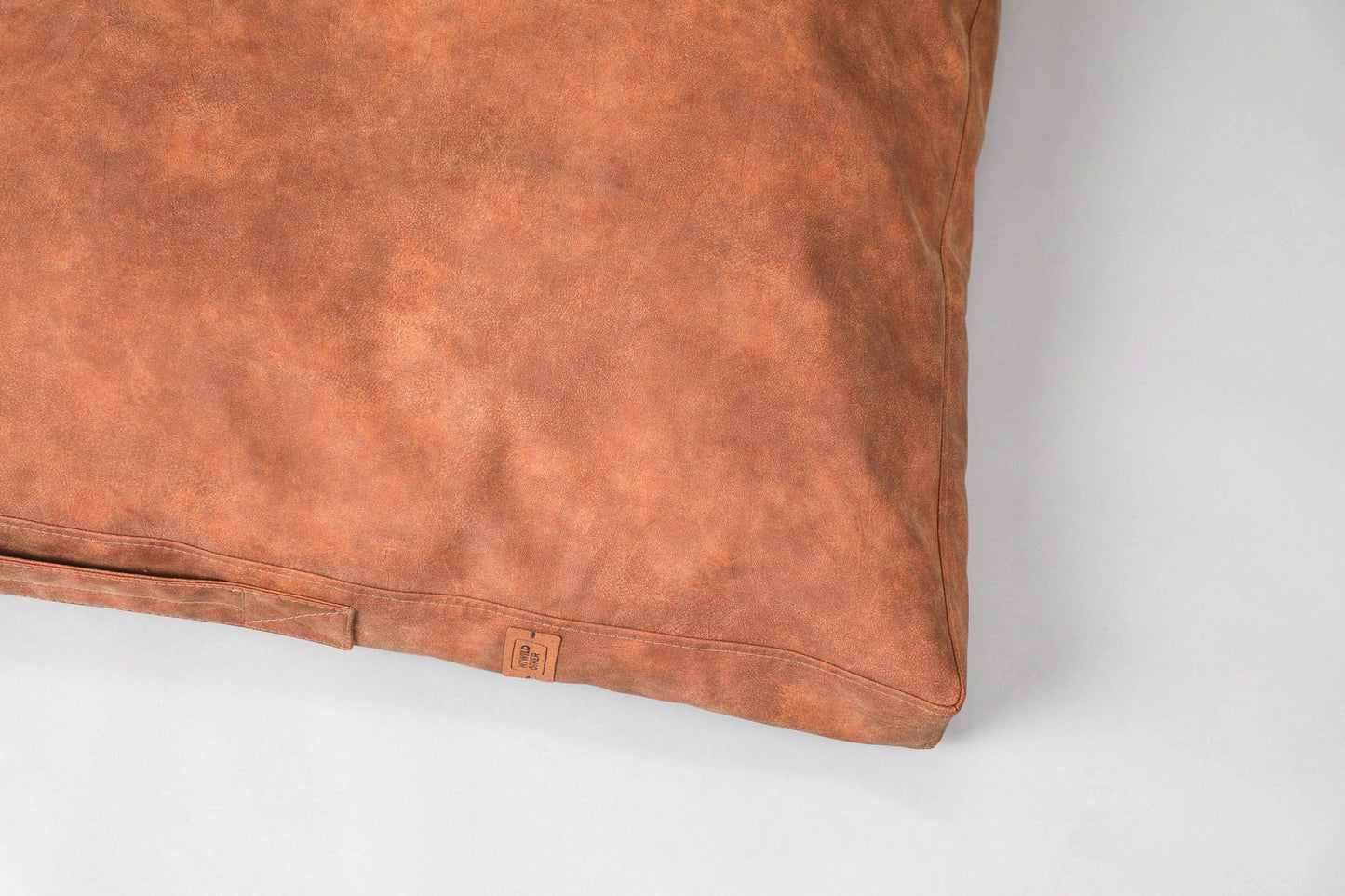 2-sided leather dog cushion bed. TAWNY BROWN - premium dog goods handmade in Europe by My Wild Other