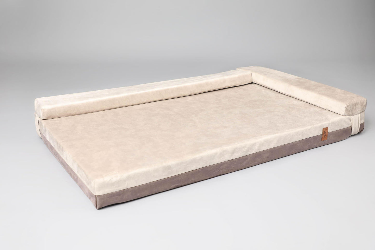 2-sided transformer dog bed. BEIGE+TAUPE - premium dog goods handmade in Europe by My Wild Other