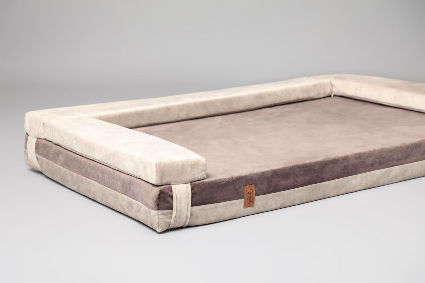 2-sided transformer dog bed. BEIGE+TAUPE - premium dog goods handmade in Europe by My Wild Other