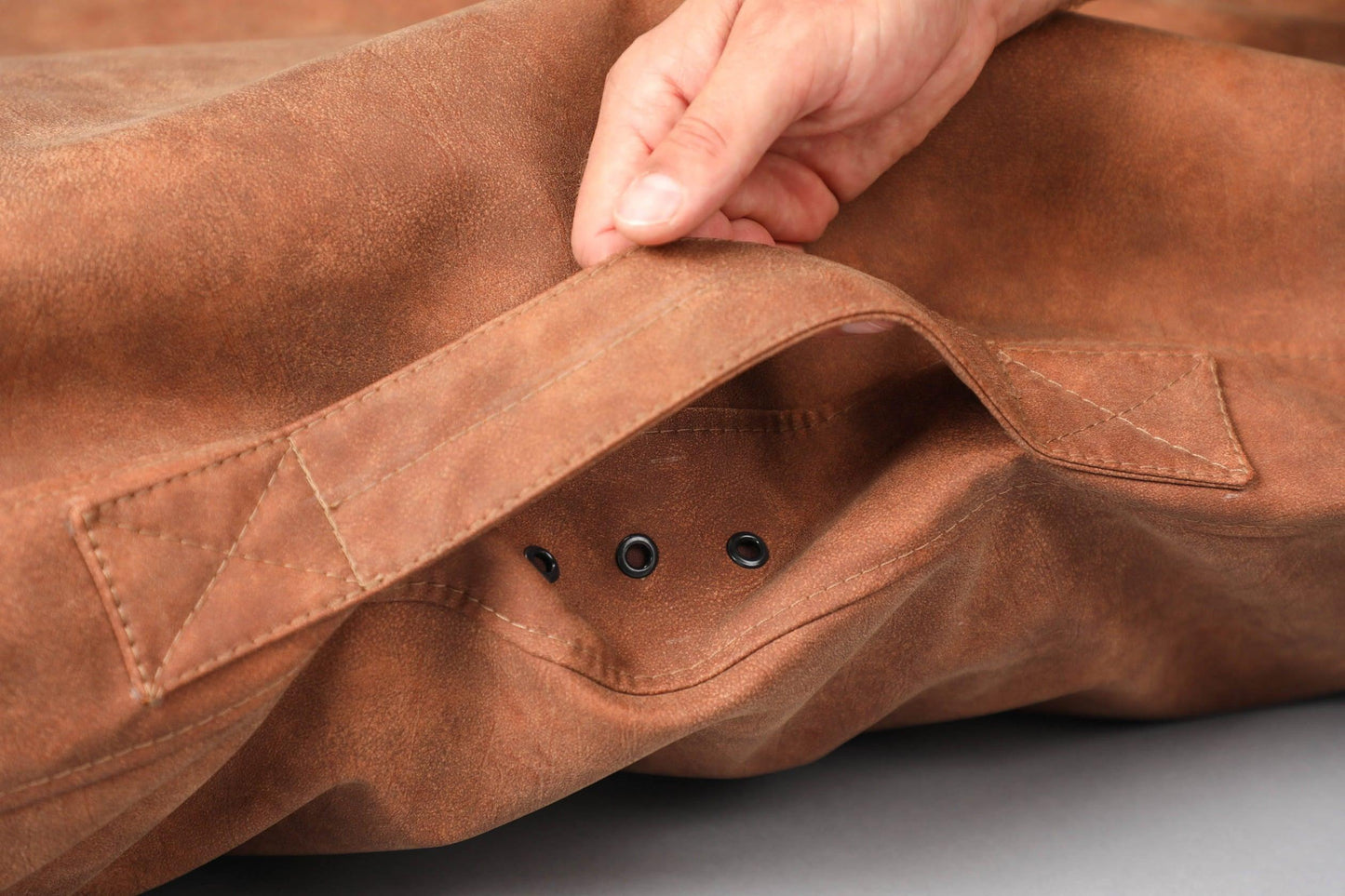 2-sided leather dog cushion bed. TAWNY BROWN - premium dog goods handmade in Europe by My Wild Other