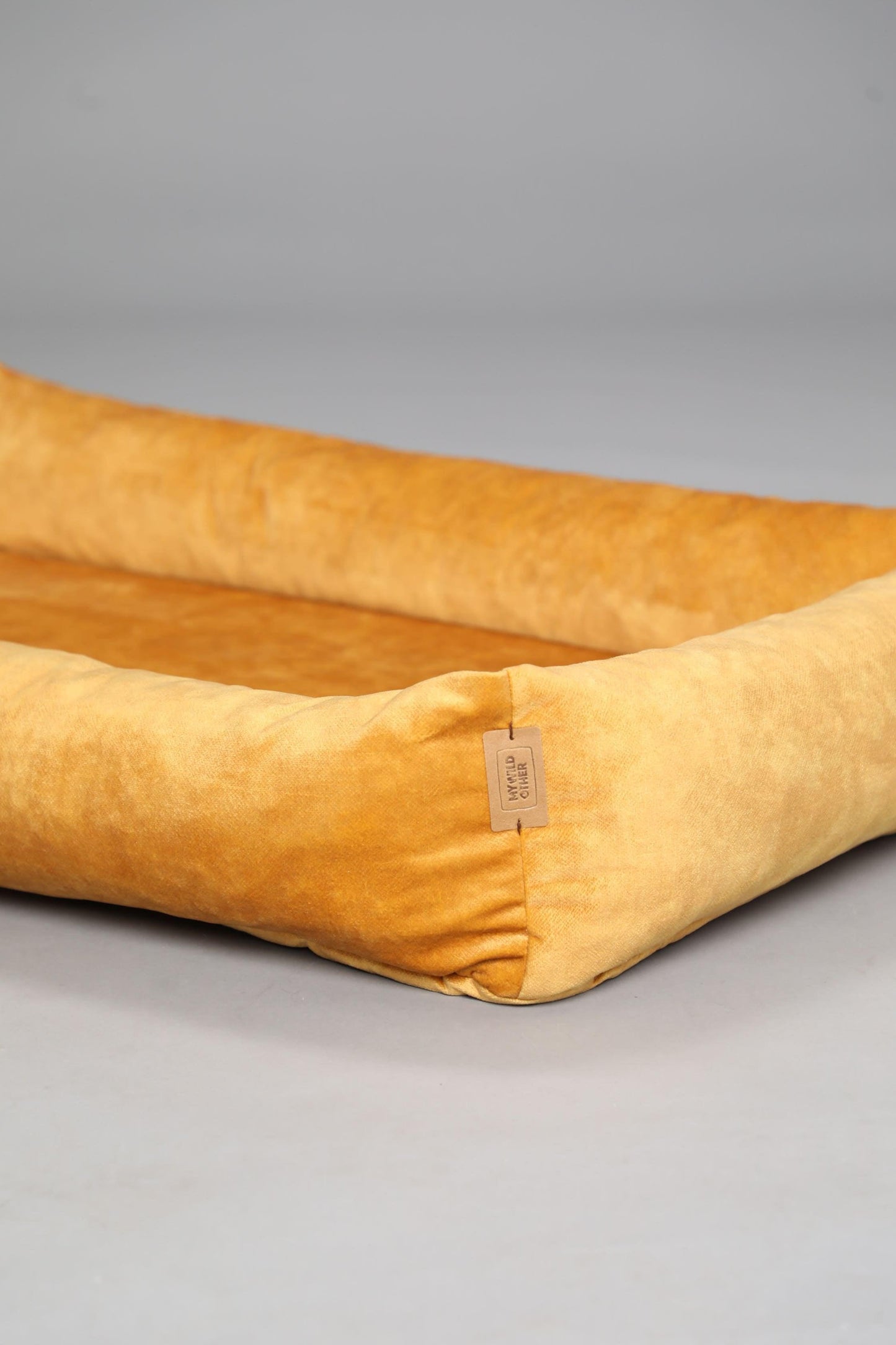 2-sided dog bed with sides. AMBER YELLOW - premium dog goods handmade in Europe by My Wild Other
