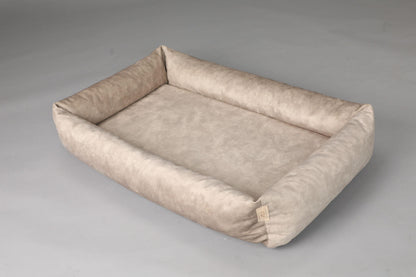 Premium dog bed with sides | 2-sided | BEIGE - premium dog goods handmade in Europe by animalistus