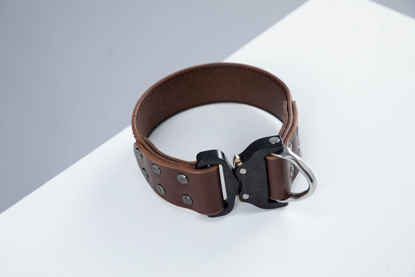 Brown leather dog collar with COBRA® buckle - premium dog goods handmade in Europe by animalistus