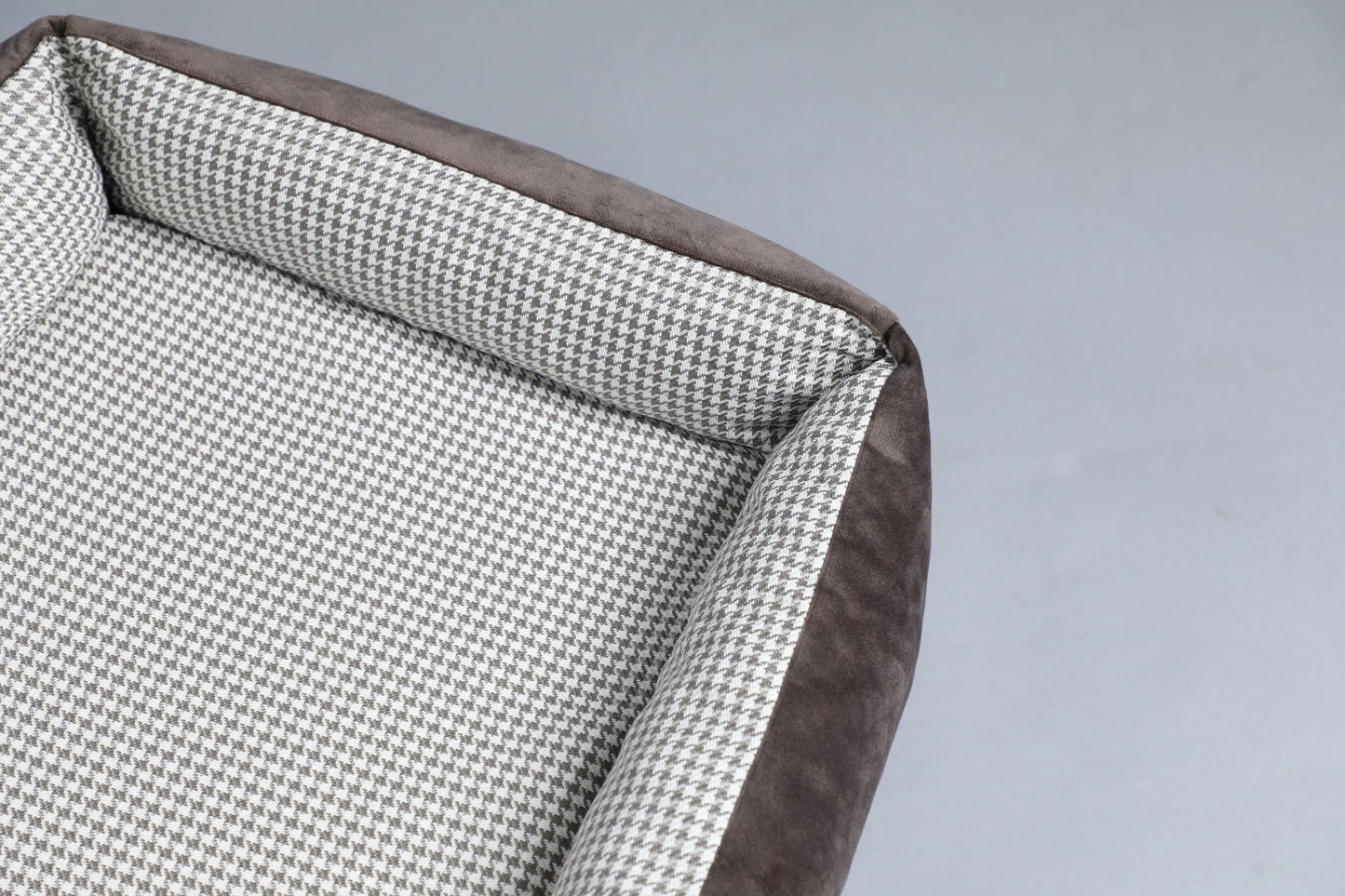 Modern dog bed with sides | 2-sided | HOUNDSTOOTH+TAUPE - premium dog goods handmade in Europe by animalistus