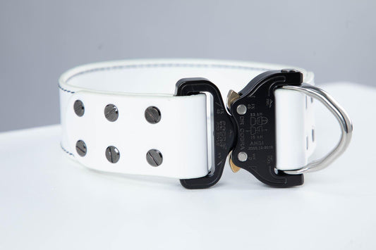 White leather dog collar with COBRA® buckle - premium dog goods handmade in Europe by animalistus