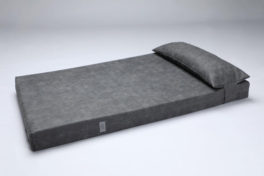 Dog bed for large dogs | Extra comfort & support | 2-sided | Water resistant | IRON GREY - premium dog goods handmade in Europe by animalistus