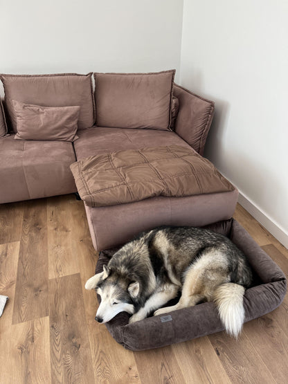 Premium dog bed with sides | 2-sided | TAUPE - premium dog goods handmade in Europe by animalistus