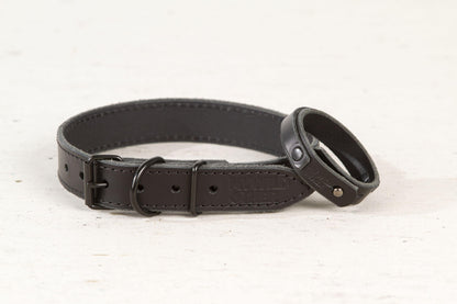 Handmade black leather dog collar - premium dog goods handmade in Europe by animalistus