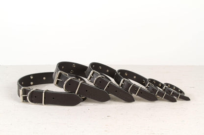 Handmade black leather STUDDED dog collar - premium dog goods handmade in Europe by animalistus