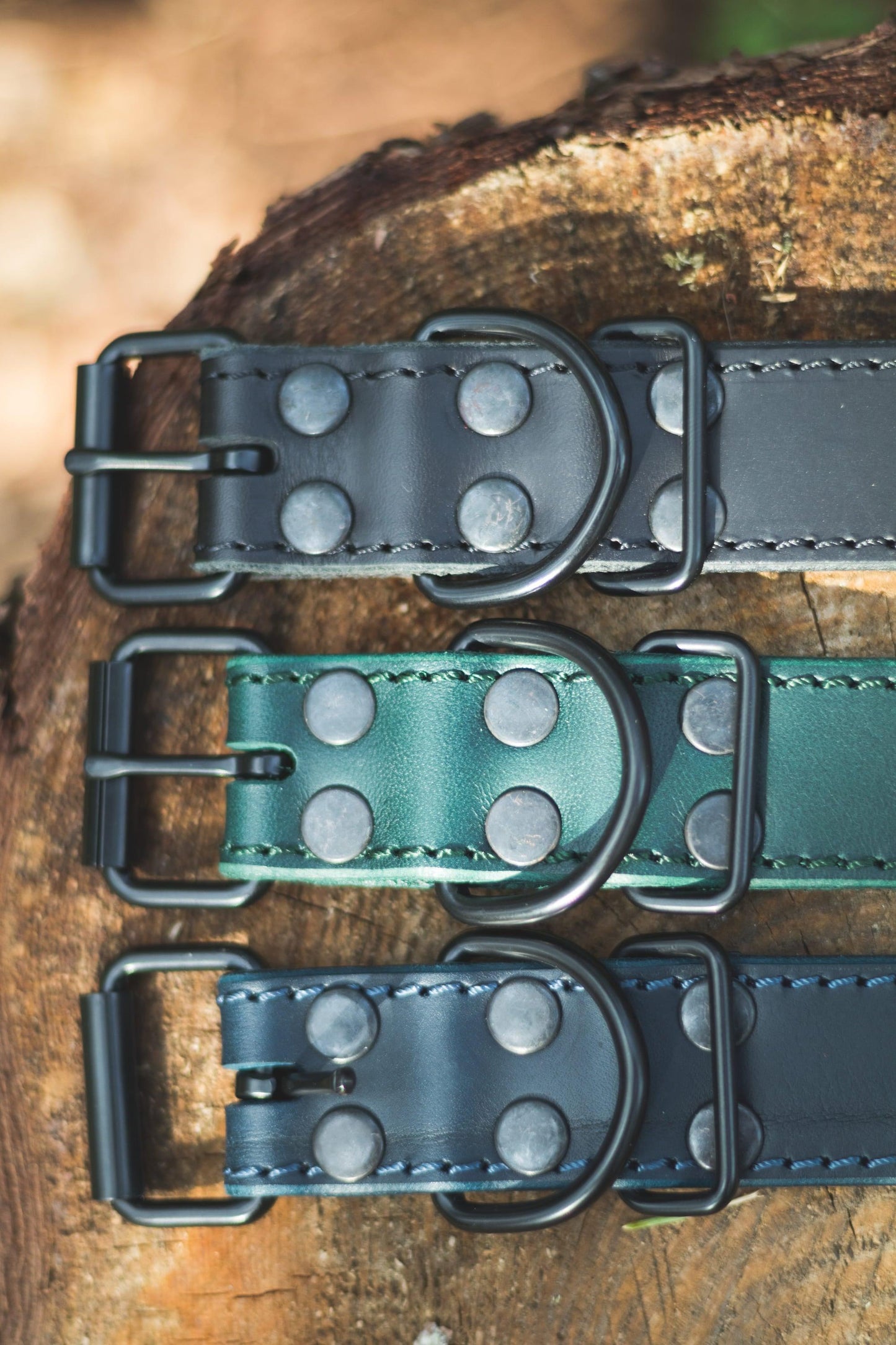 Handmade blue leather dog collar | animalistus