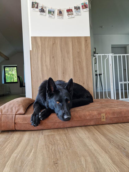 Dog bed for large dogs | Extra comfort & support | 2-sided | Water resistant | TAWNY BROWN
