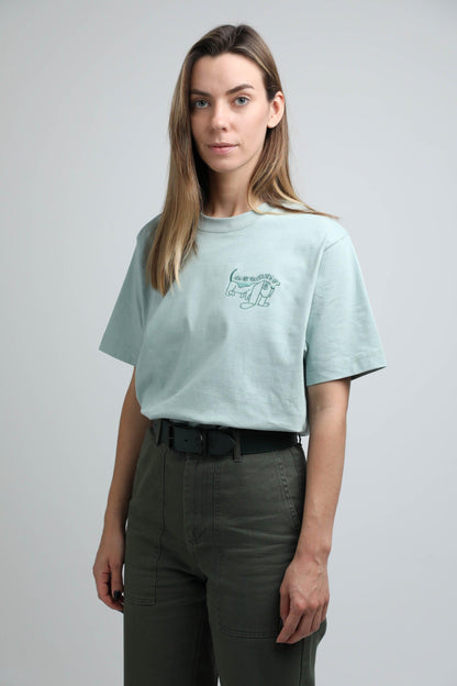 XL available only | How are you holding up? | Heavyweight T-Shirt with embroidered dog. Oversized | Unisex | animalistus