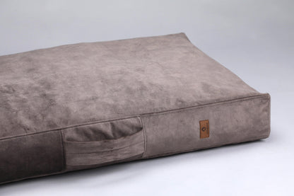 Dog cushion bed | 2-sided | TAUPE - premium dog goods handmade in Europe by animalistus