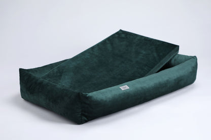 2-sided dog bed with sides. EMERALD GREEN - premium dog goods handmade in Europe by My Wild Other