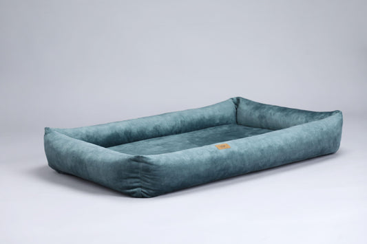 2-sided dog bed with sides. DUSTY GREEN - premium dog goods handmade in Europe by My Wild Other