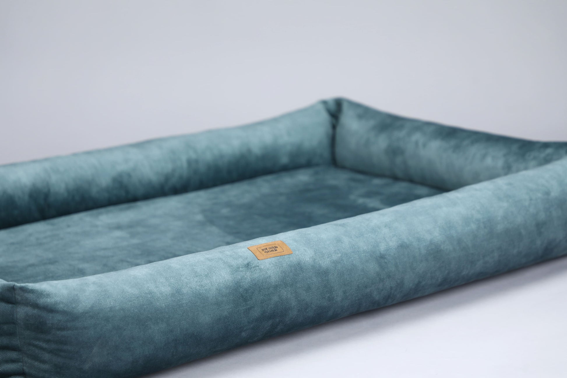 2-sided dog bed with sides. DUSTY GREEN - premium dog goods handmade in Europe by My Wild Other