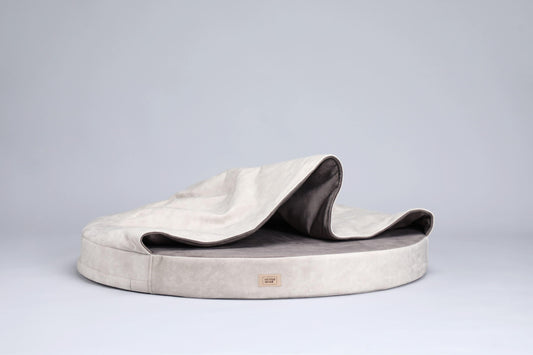 Cozy cave dog bed. BEIGE+TAUPE - premium dog goods handmade in Europe by My Wild Other