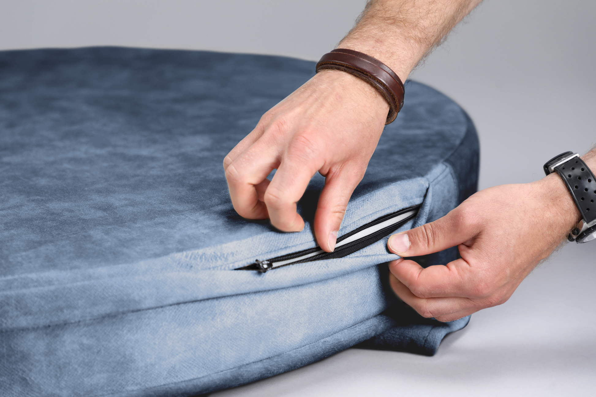 Cozy cave dog bed | ComfySupport+ | SKY BLUE+ROYAL BLUE | animalistus