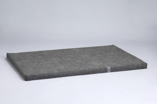 2-sided crate & travel leather dog bed. IRON GREY - premium dog goods handmade in Europe by My Wild Other