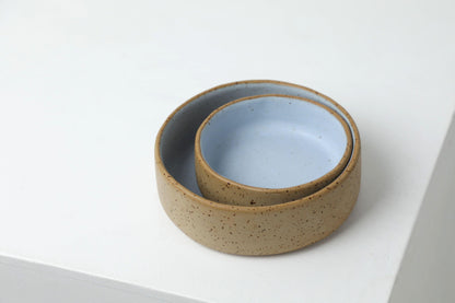 Handmade ceramic dog bowls | RAW+SKY BLUE | animalistus